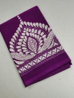 Kantha Stitch Blouse Piece –  Handcrafted Purple Floral Design - Image 3