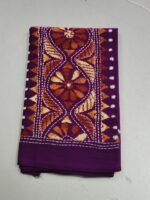 Kantha Stitch Blouse Piece – Handcrafted Floral Design Purple