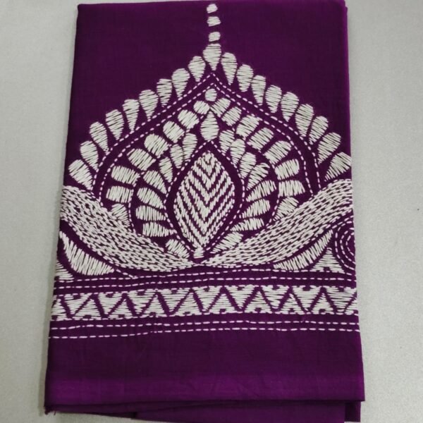 Kantha Stitch Blouse Piece –  Handcrafted Purple Floral Design