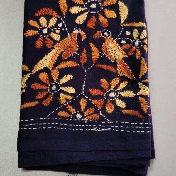 Navy Blue Kantha Stitch Blouse Material