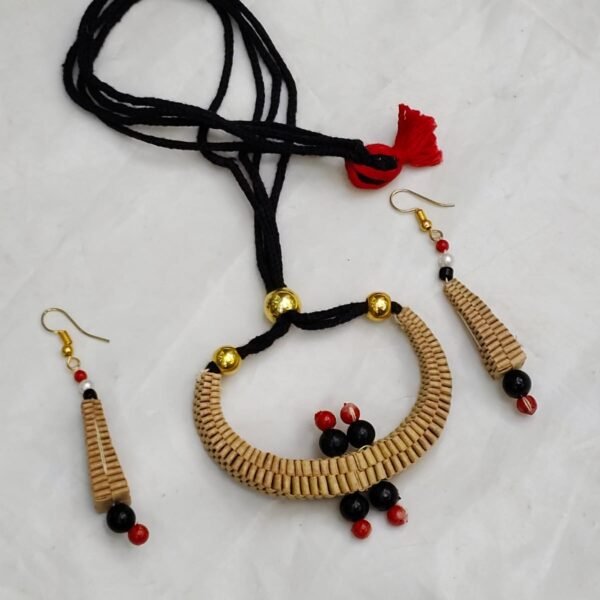 Handmade Palm Leaf Necklace Set - Eco-Friendly Jewelry