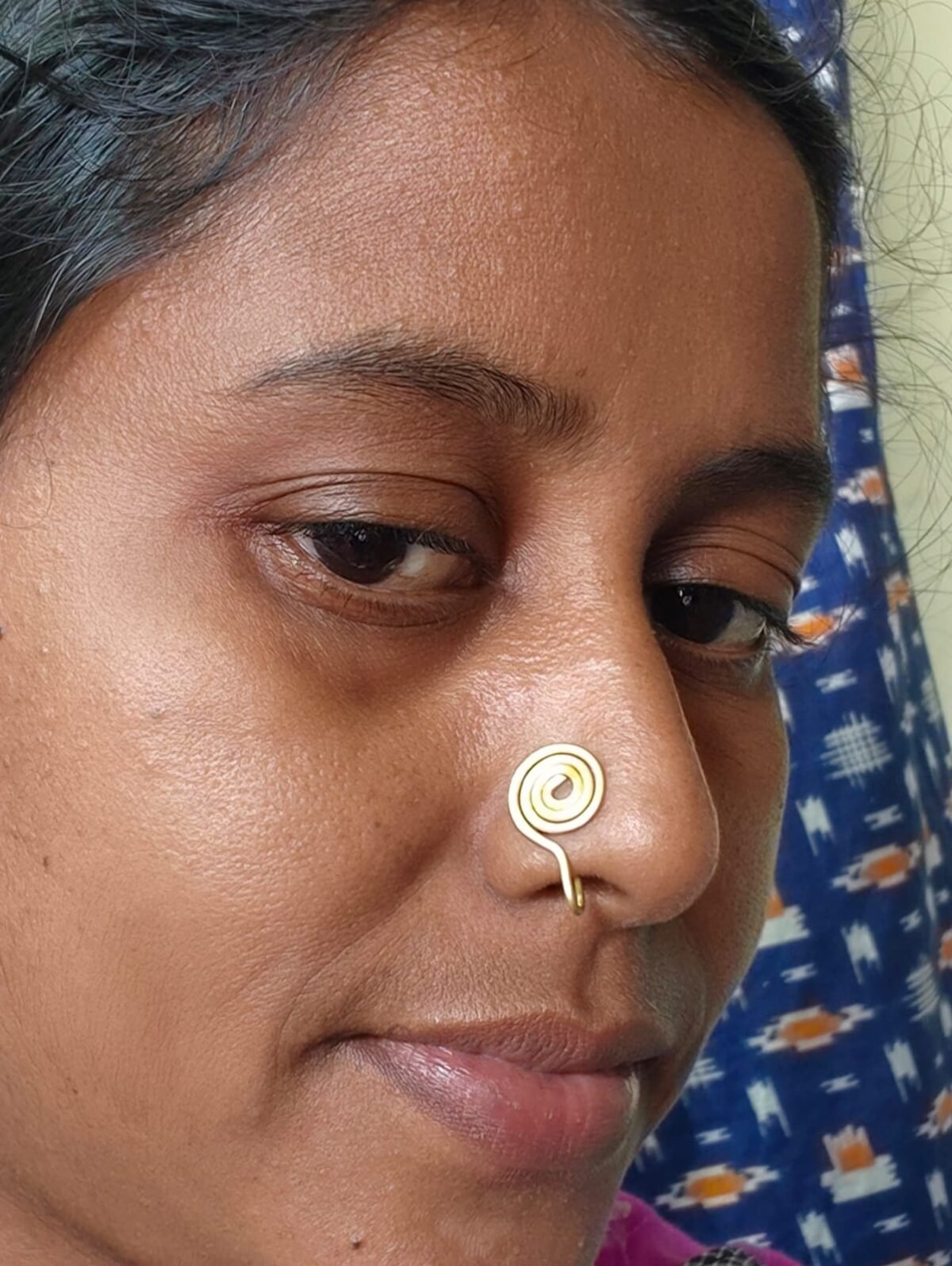 Handcrafted Brass Nose Ring – Traditional Nath Round design - Image 3