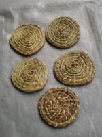 Handmade Grass Leaf Tea Coaster Set (5 Piece) - Image 3