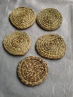Handmade Grass Leaf Tea Coaster Set (5 Piece)