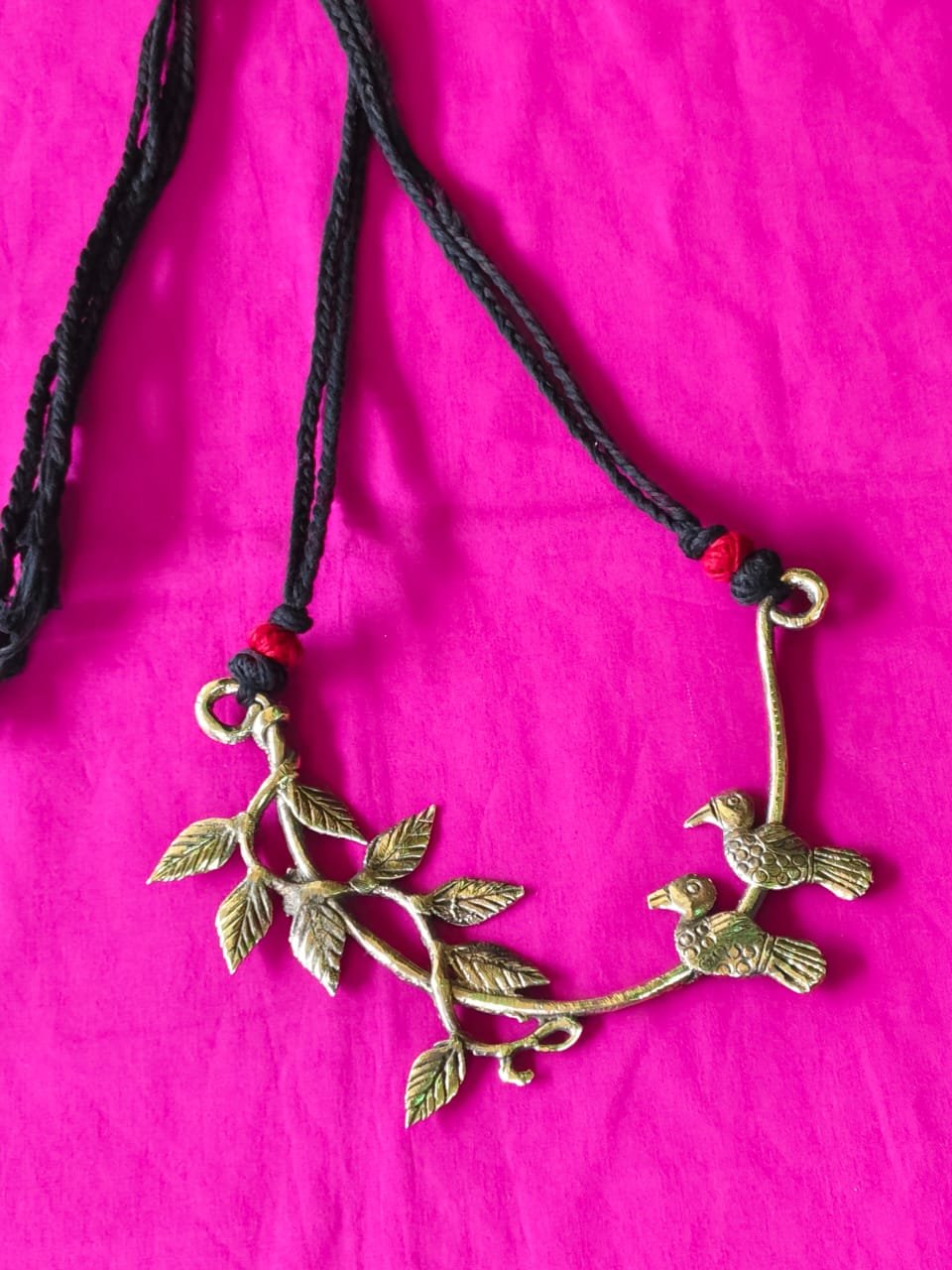 WhatsApp Image 2025-08-25 at 19.16.27_3419a19e Handcrafted Dokra Bird-on-Branch Brass Necklace – Tribal Folk Jewelry - Image 2