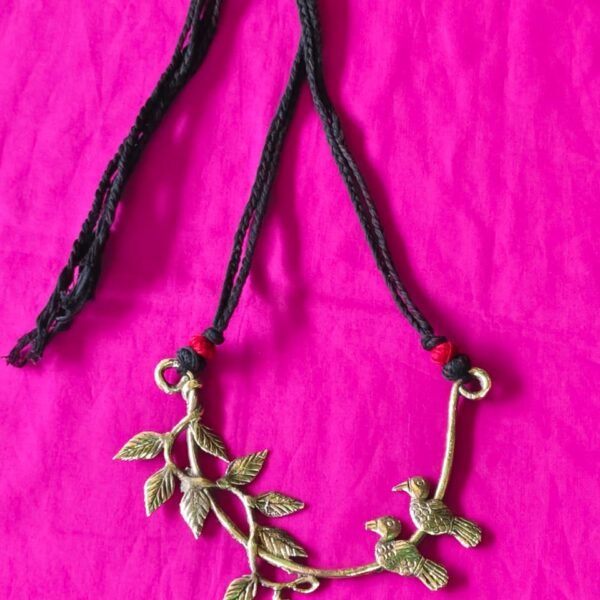 Handcrafted Dokra Bird-on-Branch Brass Necklace