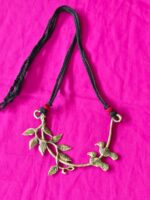 Handcrafted Dokra Bird-on-Branch Brass Necklace - Image 2
