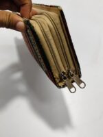 Kantha Stitch Cotton Zip Wallet – Double Zipper Compartments black - Image 5