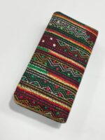 Kantha Stitch Cotton Zip Wallet – Double Zipper Compartments black