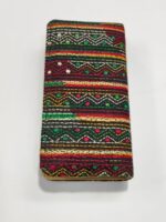 Kantha Stitch Cotton Zip Wallet – Double Zipper Compartments black - Image 3