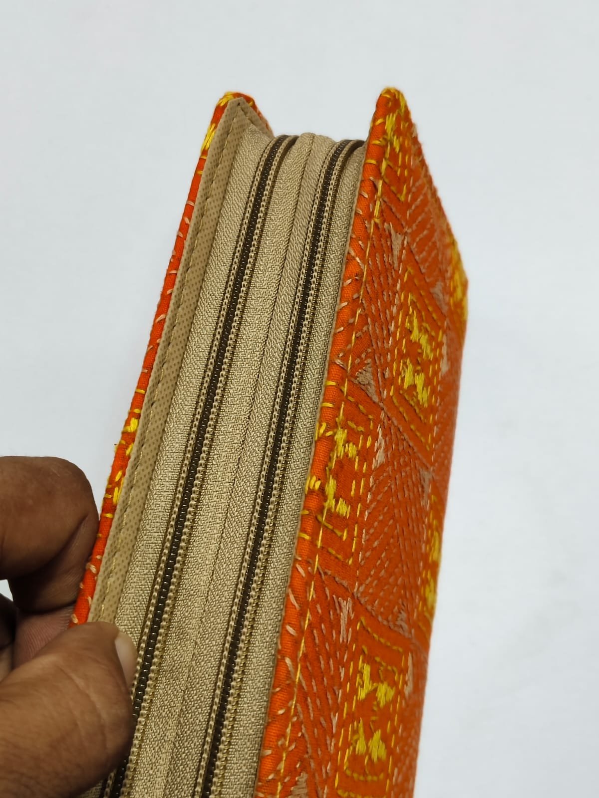 WhatsApp Image 2025-09-19 at 17.14.29_0d34b48d Kantha Stitch Cotton Zip Wallet – Double Zipper Compartments - Image 6