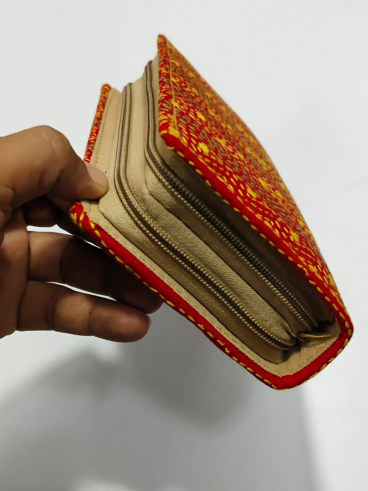 WhatsApp Image 2025-09-19 at 17.17.04_2d52ece4 Kantha Stitch Cotton Zip Wallet – Double Zipper Compartments - Image 5