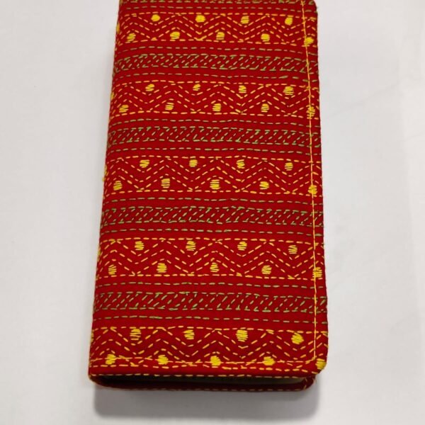 Kantha Stitch Cotton Zip Wallet – Double Zipper Compartments