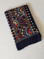 Navy Blue Kantha Stitch Blouse Material - Image 2