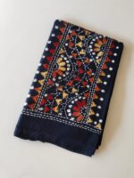 Navy Blue Kantha Stitch Blouse Material - Image 3