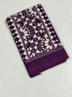 Kantha Stitch Purple Blouse Piece –  Handcrafted Floral Design - Image 2