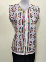 Handcrafted White Kantha Stitch Jacket For Women and Men
