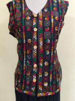 Handcrafted Navy blue Kantha Stitch Jacket For Women and Men - Image 4