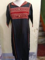 Women flex Cotton Kurti Base Black Design - Red - Image 2