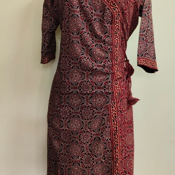 Red Cotton ajrakh angrakha Style kurti