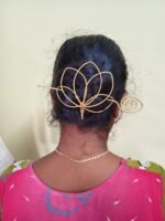 Handcrafted Lotus Design Brass Hair Bun Cage