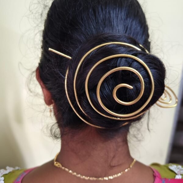 Handcrafted Spiral Brass Hair Bun Cage | Minimalist Hair Jewelry