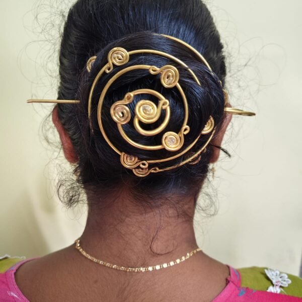 Handcrafted Multi-Spiral Brass Hair Bun Cage