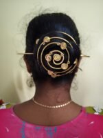 Handcrafted Multi-Spiral Brass Hair Bun Cage - Image 4