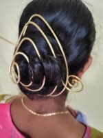 Handcrafted Layered Wave Brass Hair Bun Cage | Bold & Stylish Hairpiece - Image 2