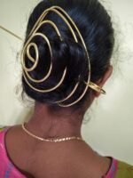 Handcrafted Layered Wave Brass Hair Bun Cage | Bold & Stylish Hairpiece - Image 5