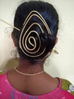 Handcrafted Layered Wave Brass Hair Bun Cage | Bold & Stylish Hairpiece - Image 3