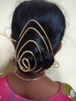 Handcrafted Layered Wave Brass Hair Bun Cage | Bold & Stylish Hairpiece