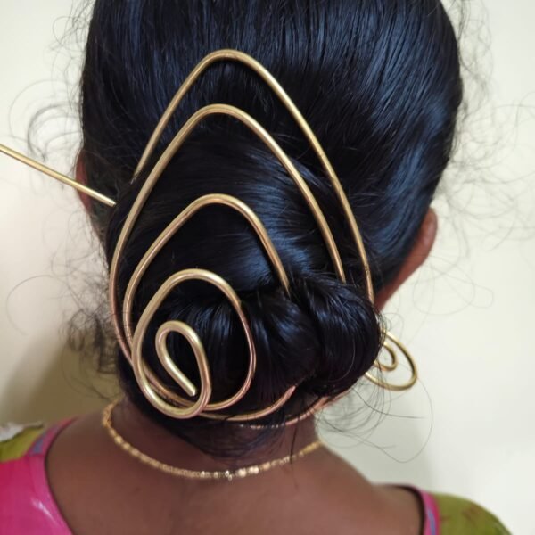 Handcrafted Layered Wave Brass Hair Bun Cage | Bold & Stylish Hairpiece
