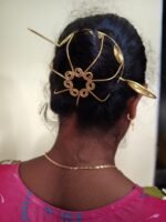 Handcrafted Multi-Spiral Brass Hair Bun Cage For Women
