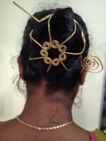 Handcrafted Multi-Spiral Brass Hair Bun Cage For Women - Image 2