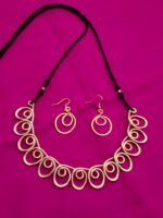Handcrafted Brass Spiral Necklace Set with Adjustable Thread