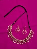 Handcrafted Brass Spiral Necklace Set with Adjustable Thread - Image 3