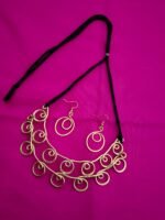 Handcrafted Brass Spiral Necklace Set Adjustable Thread - Image 3
