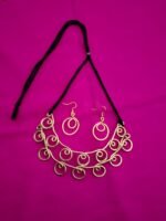 Handcrafted Brass Spiral Necklace Set Adjustable Thread