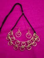 Handcrafted Brass Spiral Necklace Set Adjustable Thread - Image 2