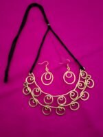 Handcrafted Brass Spiral Necklace Set Adjustable Thread - Image 4