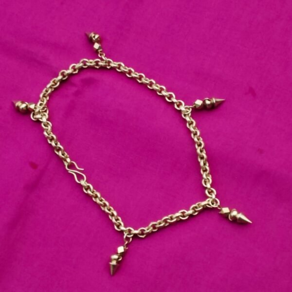 Handcrafted Brass Chain Anklet with Cone Danglers