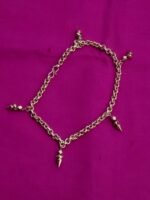 Handcrafted Brass Chain Anklet with Cone Danglers - Image 3