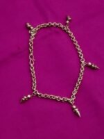 Handcrafted Brass Chain Anklet with Cone Danglers - Image 2