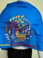 Silk Kantha Stitch Blouse Piece – Peacock & Leaf Motif Design