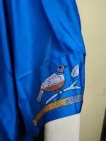Silk Kantha Stitch Blouse Piece – Peacock & Leaf Motif Design - Image 2
