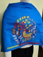 Silk Kantha Stitch Blouse Piece – Peacock & Leaf Motif Design - Image 7
