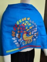 Silk Kantha Stitch Blouse Piece – Peacock & Leaf Motif Design - Image 5