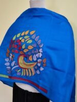 Silk Kantha Stitch Blouse Piece – Peacock & Leaf Motif Design - Image 6