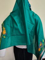 Silk Kantha Blouse Piece – Peacock & Leaf Motif Design - Image 3